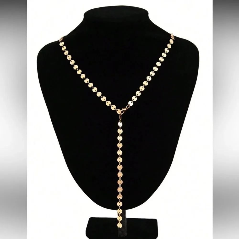 Elegant Gold Disc y shape Necklace A1445